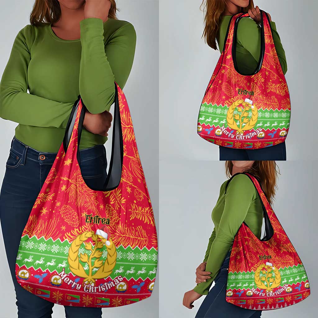 Personalised Eritrea Christmas Grocery Bag Eritrean Olive Santa Claus Merry Xmas