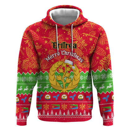 Personalised Eritrea Christmas Hoodie Eritrean Olive Santa Claus Merry Xmas