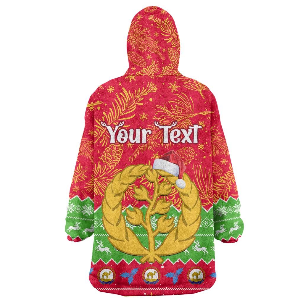 Personalised Eritrea Christmas KId Wearable Blanket Hoodie Eritrean Olive Santa Claus Merry Xmas