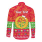 Personalised Eritrea Christmas Long Sleeve Button Shirt Eritrean Olive Santa Claus Merry Xmas