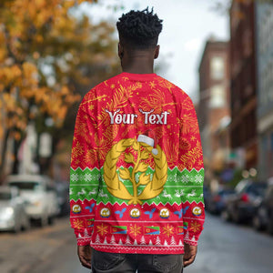 Personalised Eritrea Christmas Long Sleeve Shirt Eritrean Olive Santa Claus Merry Xmas LT14