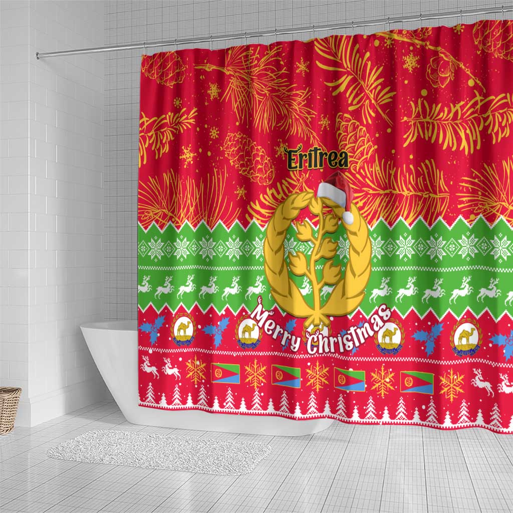 Personalised Eritrea Christmas Shower Curtain Eritrean Olive Santa Claus Merry Xmas