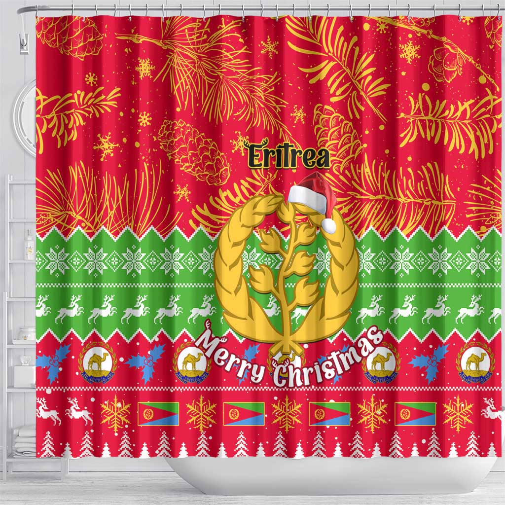 Personalised Eritrea Christmas Shower Curtain Eritrean Olive Santa Claus Merry Xmas