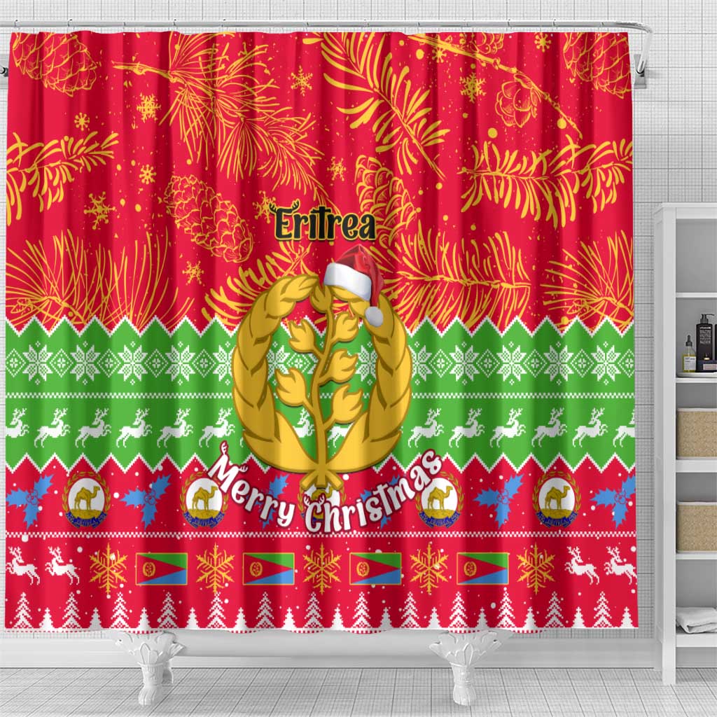 Personalised Eritrea Christmas Shower Curtain Eritrean Olive Santa Claus Merry Xmas