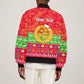 Personalised Eritrea Christmas Sleeve Zip Bomber Jacket Eritrean Olive Santa Claus Merry Xmas