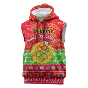 Personalised Eritrea Christmas Sleeveless Hoodie Eritrean Olive Santa Claus Merry Xmas - African Pride