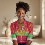 Personalised Eritrea Christmas Women Casual Shirt Eritrean Olive Santa Claus Merry Xmas LT14