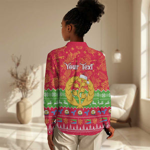 Personalised Eritrea Christmas Women Casual Shirt Eritrean Olive Santa Claus Merry Xmas LT14