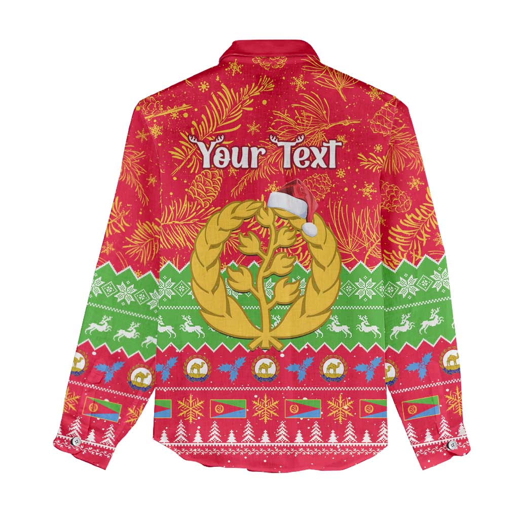 Personalised Eritrea Christmas Women Casual Shirt Eritrean Olive Santa Claus Merry Xmas LT14