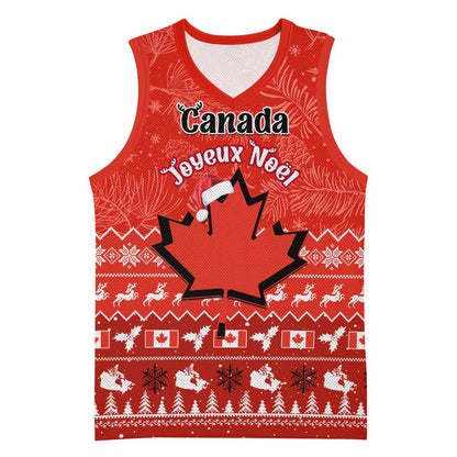 Personalised Canada Christmas Basketball Jersey Maple Leaf Santa With Map Merry Xmas - African Pride