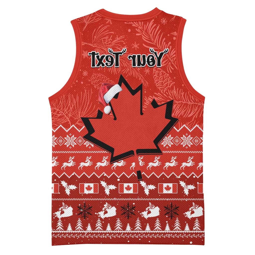 Personalised Canada Christmas Basketball Jersey Maple Leaf Santa With Map Merry Xmas - African Pride