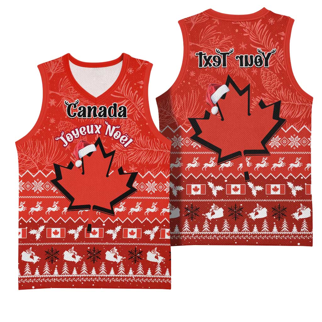 Personalised Canada Christmas Basketball Jersey Maple Leaf Santa With Map Merry Xmas - African Pride