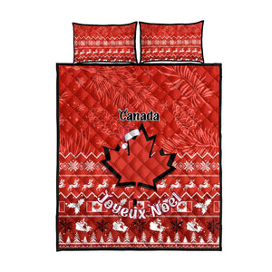Personalised Canada Christmas Quilt Bed Set Maple Leaf Santa With Map Merry Xmas