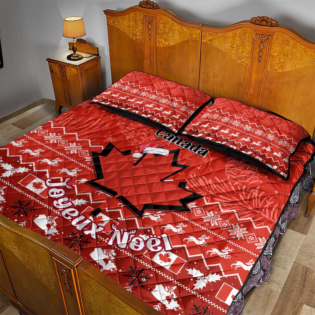 Personalised Canada Christmas Quilt Bed Set Maple Leaf Santa With Map Merry Xmas