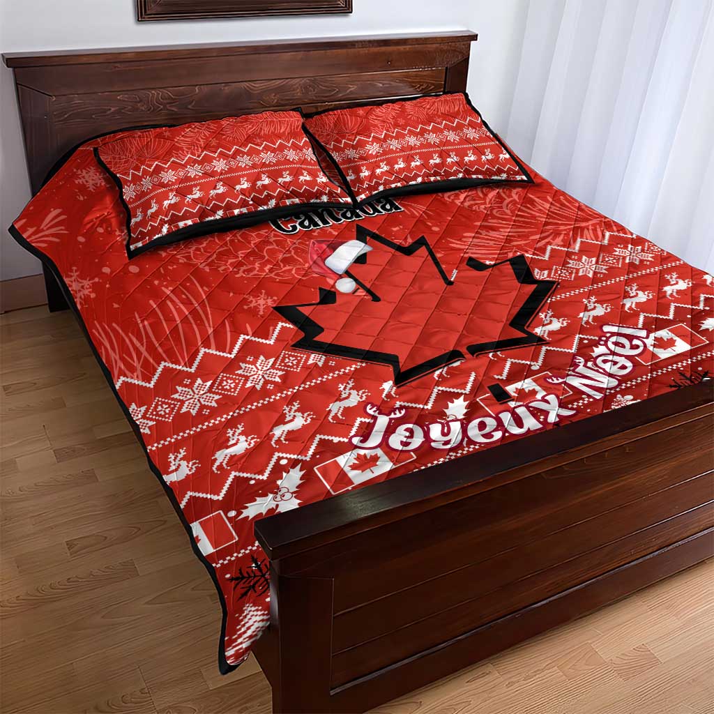 Personalised Canada Christmas Quilt Bed Set Maple Leaf Santa With Map Merry Xmas
