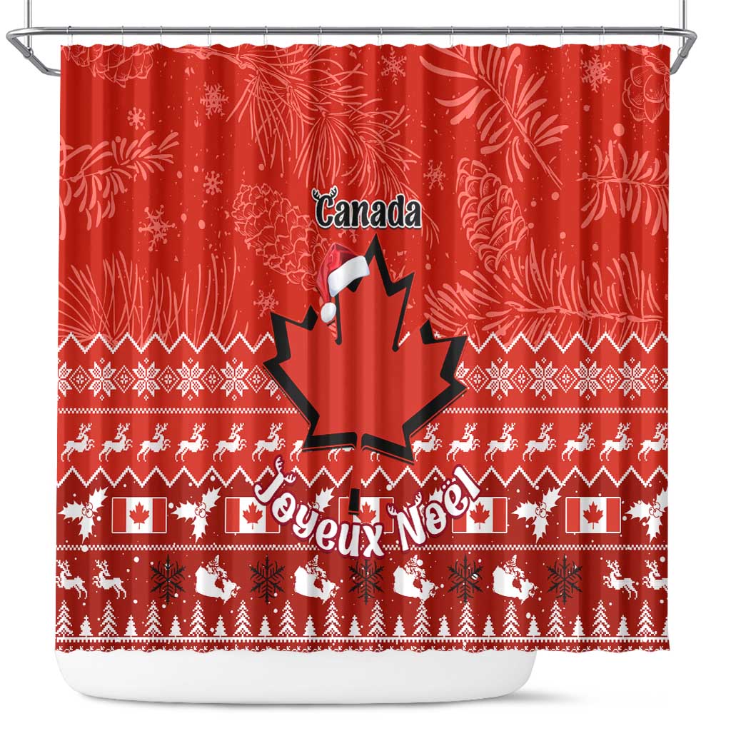 Personalised Canada Christmas Shower Curtain Maple Leaf Santa With Map Merry Xmas