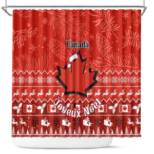 Personalised Canada Christmas Shower Curtain Maple Leaf Santa With Map Merry Xmas
