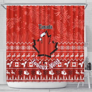 Personalised Canada Christmas Shower Curtain Maple Leaf Santa With Map Merry Xmas