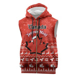 Personalised Canada Christmas Sleeveless Zip Hoodie Maple Leaf Santa With Map Merry Xmas - African Pride
