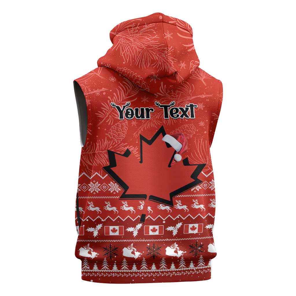 Personalised Canada Christmas Sleeveless Zip Hoodie Maple Leaf Santa With Map Merry Xmas - African Pride