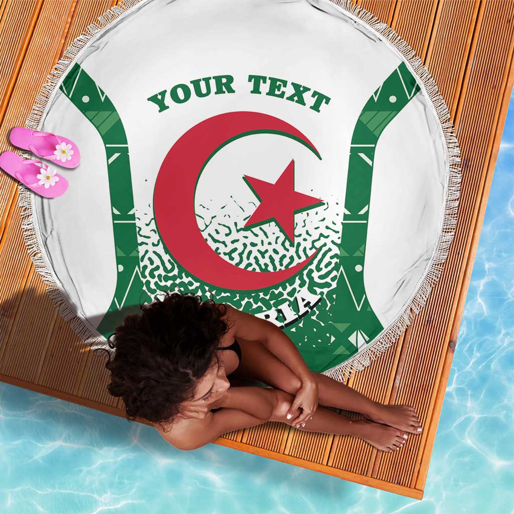 Personalized Afro Algeria Beach Blanket Coat Of Arms African Pattern