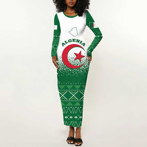 Personalized Afro Algeria Long Sleeve Bodycon Dress Coat Of Arms African Pattern LT14