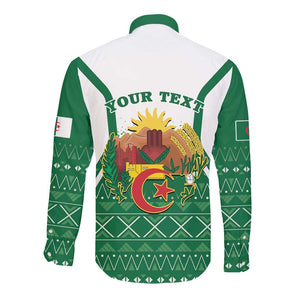 Personalized Afro Algeria Long Sleeve Button Shirt Coat Of Arms African Pattern