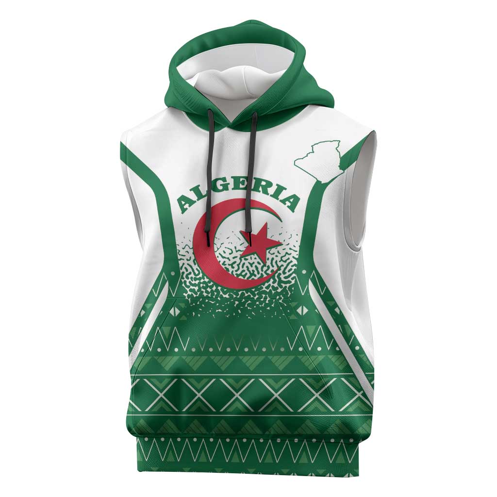 Personalized Afro Algeria Sleeveless Hoodie Coat Of Arms African Pattern - African Pride