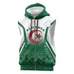 Personalized Afro Algeria Sleeveless Zip Hoodie Coat Of Arms African Pattern - African Pride