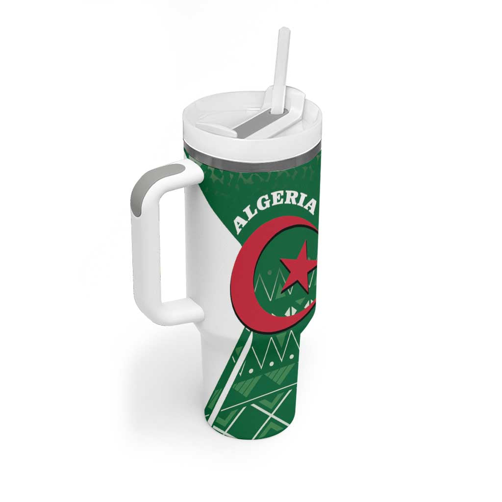Personalized Afro Algeria Tumbler With Handle Coat Of Arms African Pattern