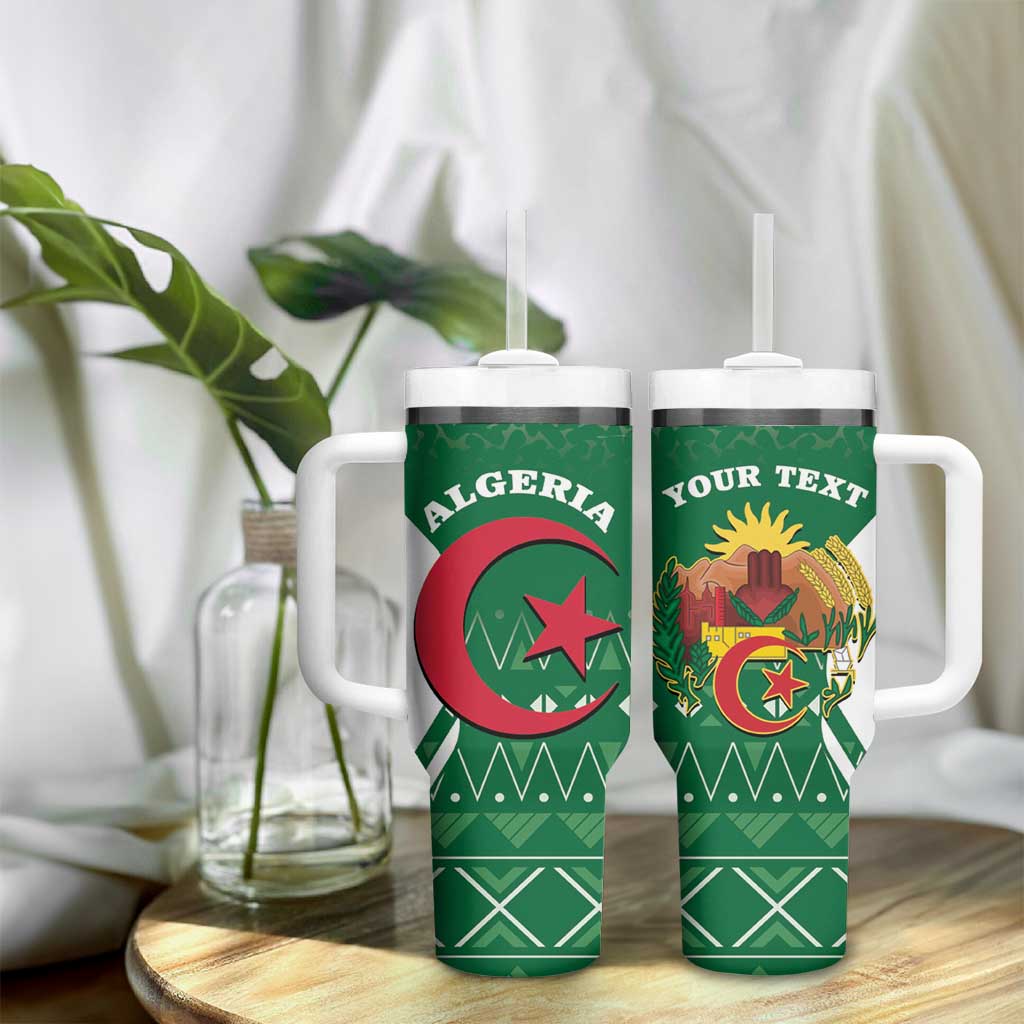 Personalized Afro Algeria Tumbler With Handle Coat Of Arms African Pattern