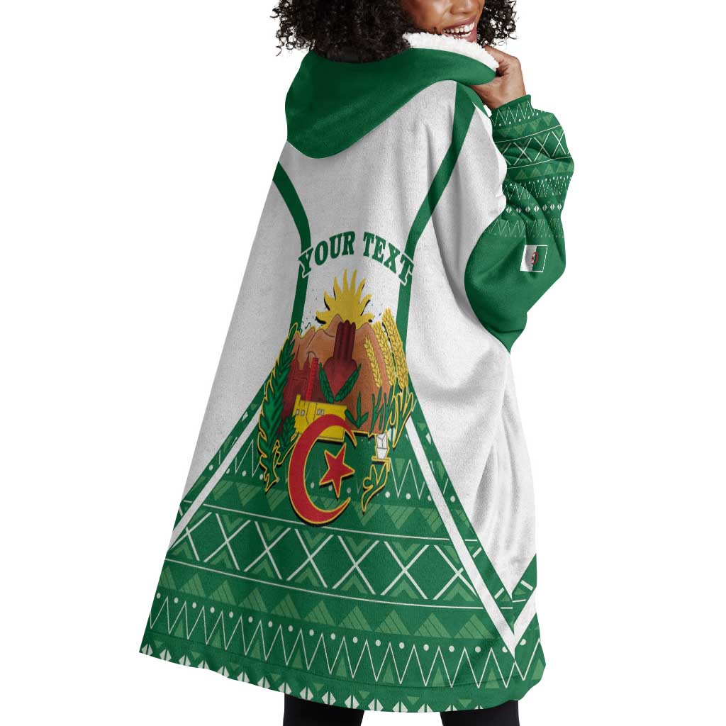 Personalized Afro Algeria Wearable Blanket Hoodie Coat Of Arms African Pattern