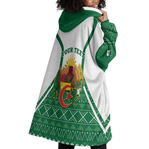 Personalized Afro Algeria Wearable Blanket Hoodie Coat Of Arms African Pattern