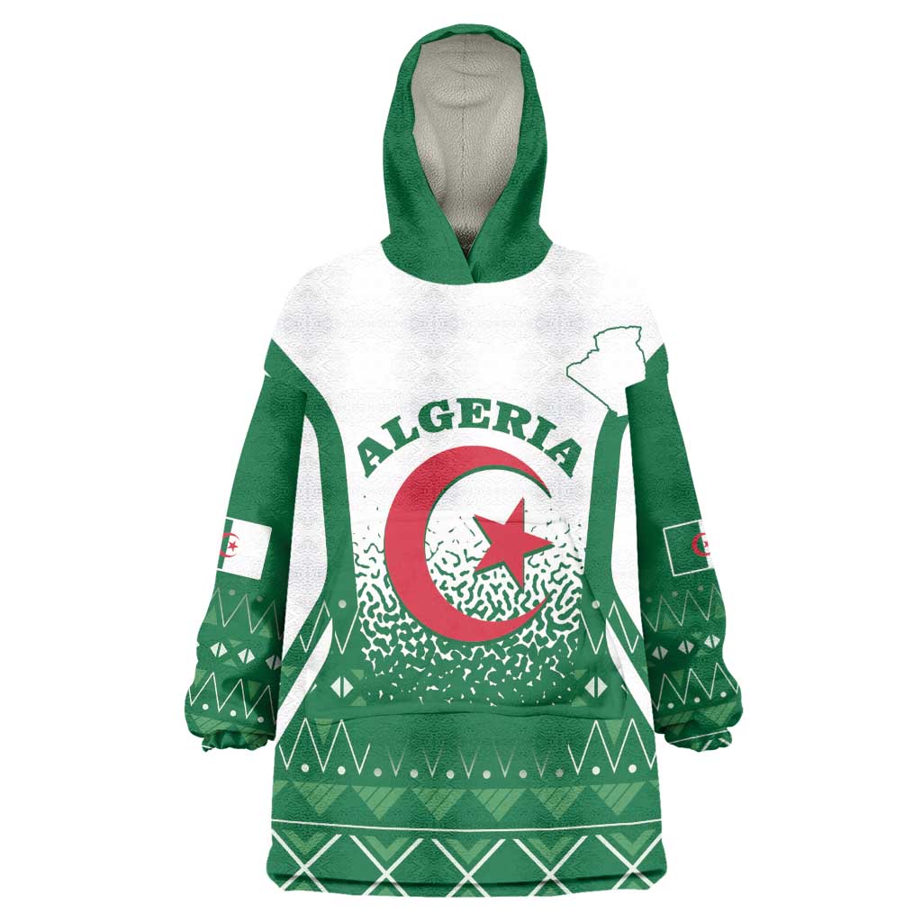 Personalized Afro Algeria Wearable Blanket Hoodie Coat Of Arms African Pattern