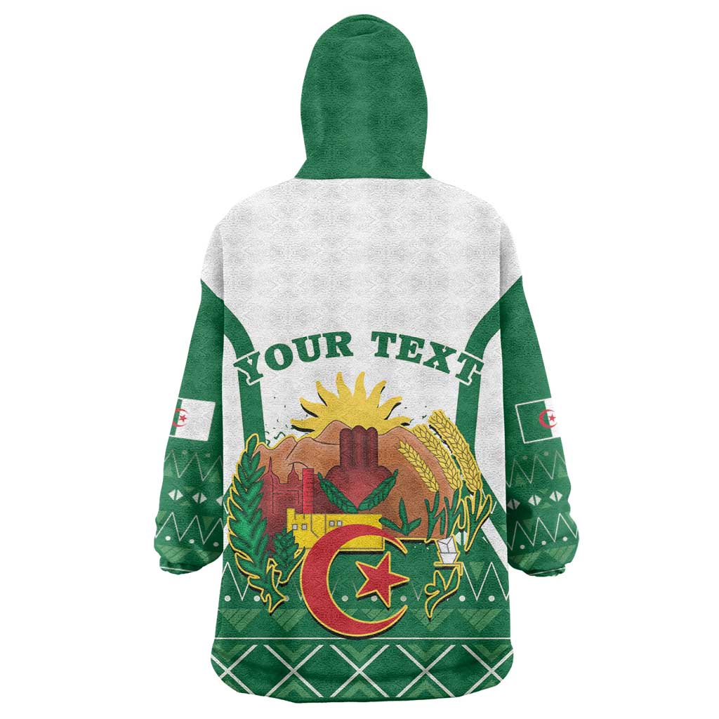 Personalized Afro Algeria Wearable Blanket Hoodie Coat Of Arms African Pattern