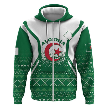 Personalized Afro Algeria Zip Hoodie Coat Of Arms African Pattern