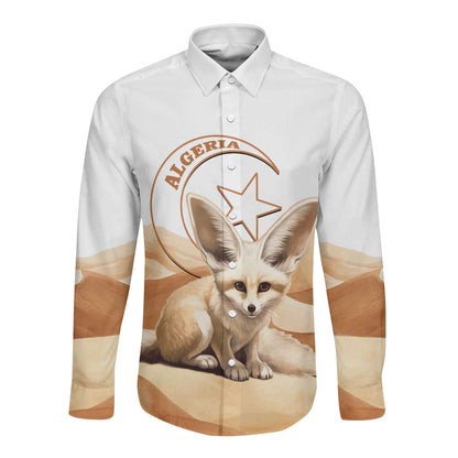 Afro Algeria Fennec Fox Long Sleeve Button Shirt Algerian Sahara Vulpes zerda