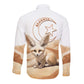 Afro Algeria Fennec Fox Long Sleeve Button Shirt Algerian Sahara Vulpes zerda