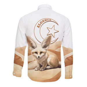 Afro Algeria Fennec Fox Long Sleeve Button Shirt Algerian Sahara Vulpes zerda