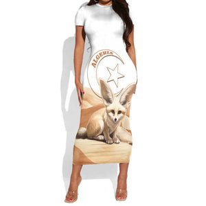 Afro Algeria Fennec Fox Short Sleeve Bodycon Dress Algerian Sahara Vulpes zerda LT14