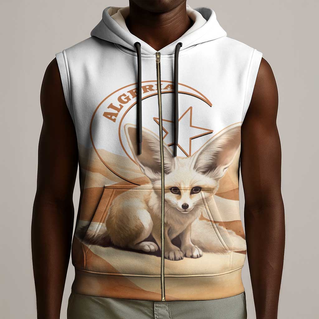 Afro Algeria Fennec Fox Sleeveless Zip Hoodie Algerian Sahara Vulpes zerda - African Pride