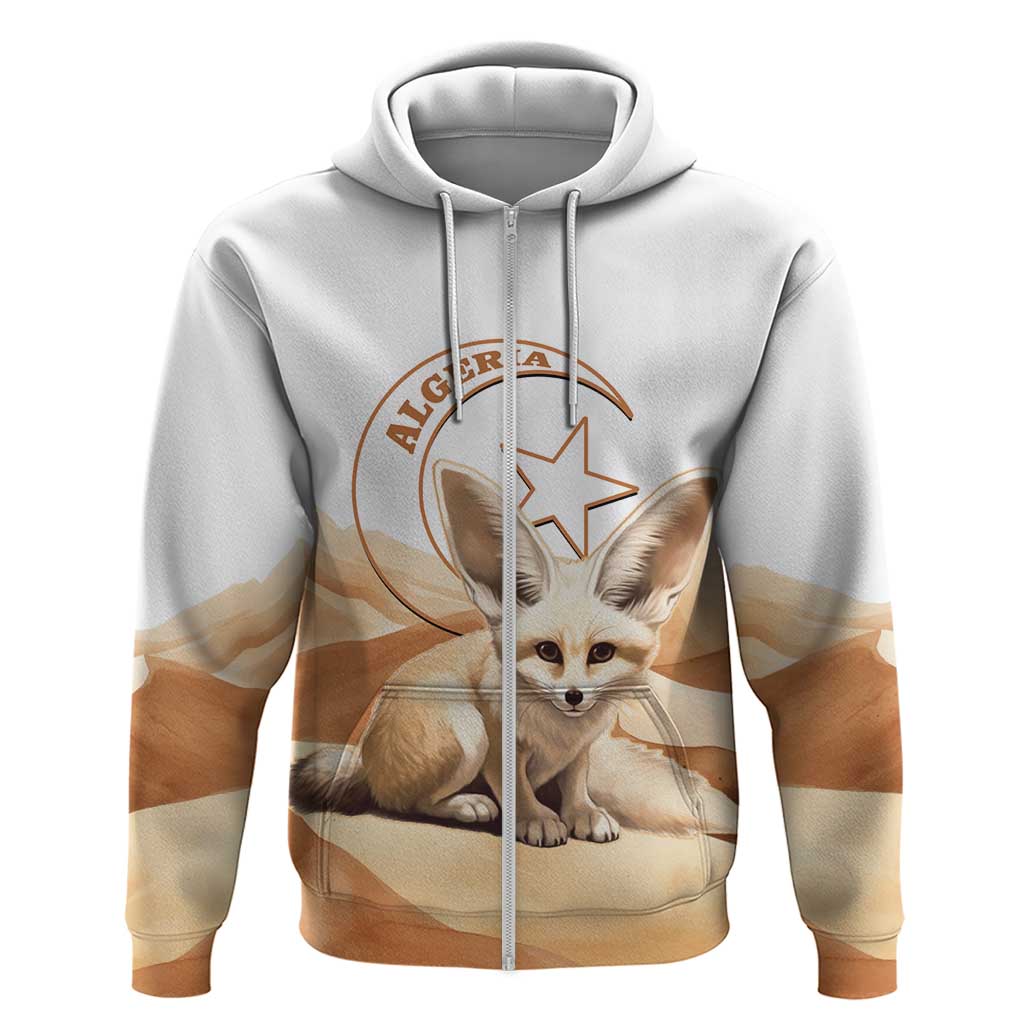 Afro Algeria Fennec Fox Zip Hoodie Algerian Sahara Vulpes zerda