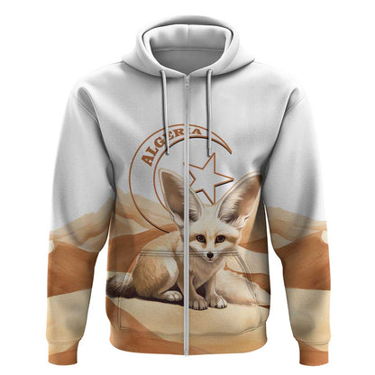 Afro Algeria Fennec Fox Zip Hoodie Algerian Sahara Vulpes zerda