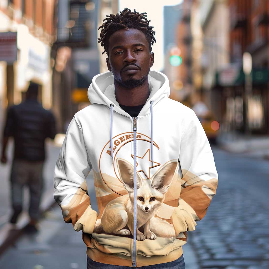Afro Algeria Fennec Fox Zip Hoodie Algerian Sahara Vulpes zerda