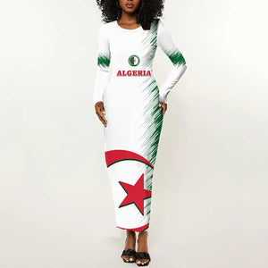 Custom Algeria Football Long Sleeve Bodycon Dress Go The Greens LT14