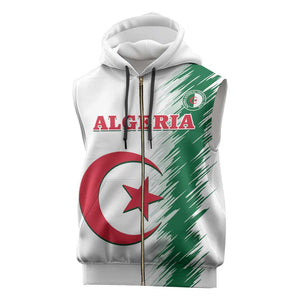 Custom Algeria Football Sleeveless Zip Hoodie Go The Greens - African Pride