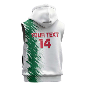 Custom Algeria Football Sleeveless Zip Hoodie Go The Greens - African Pride
