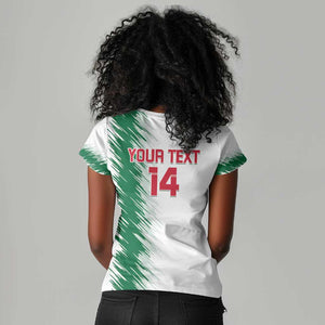 Custom Algeria Football Women V-Neck T-Shirt Go The Greens
