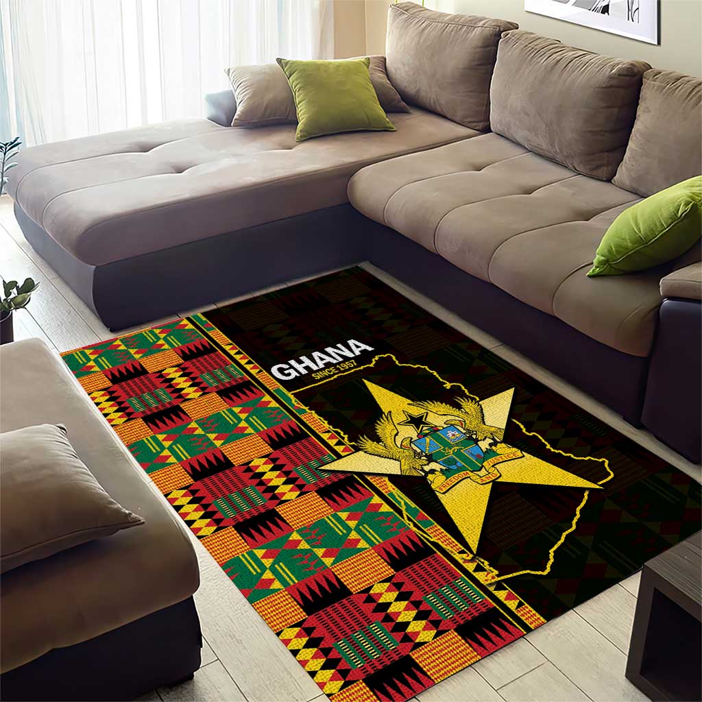 Afro Ghana Independence Day Area Rug Ghanaian 1957 Kente Pattern