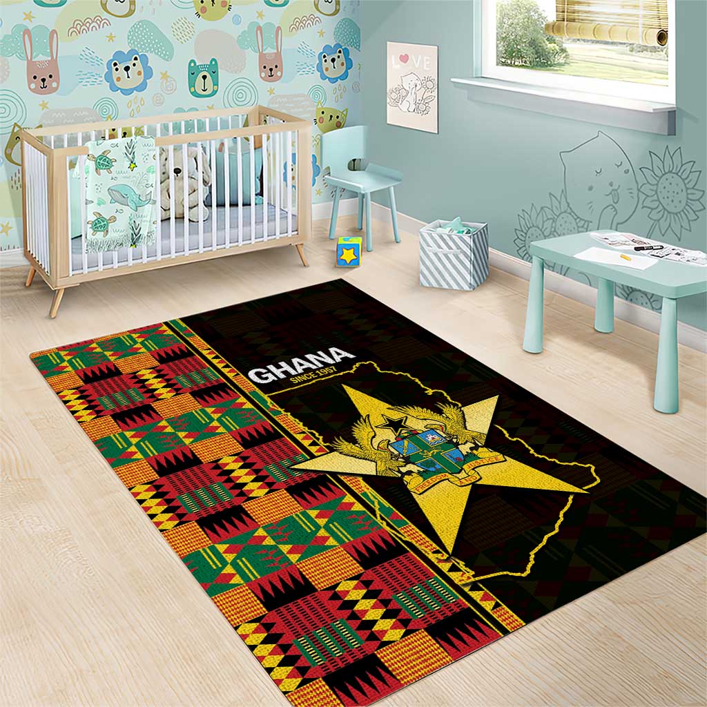 Afro Ghana Independence Day Area Rug Ghanaian 1957 Kente Pattern